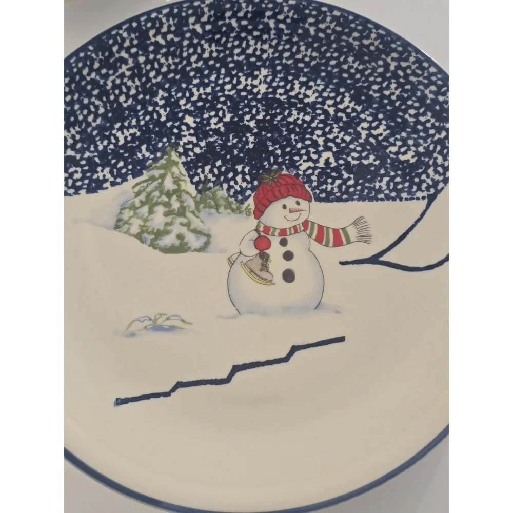 Thomson Pottery Snowman Dinner Plates 10